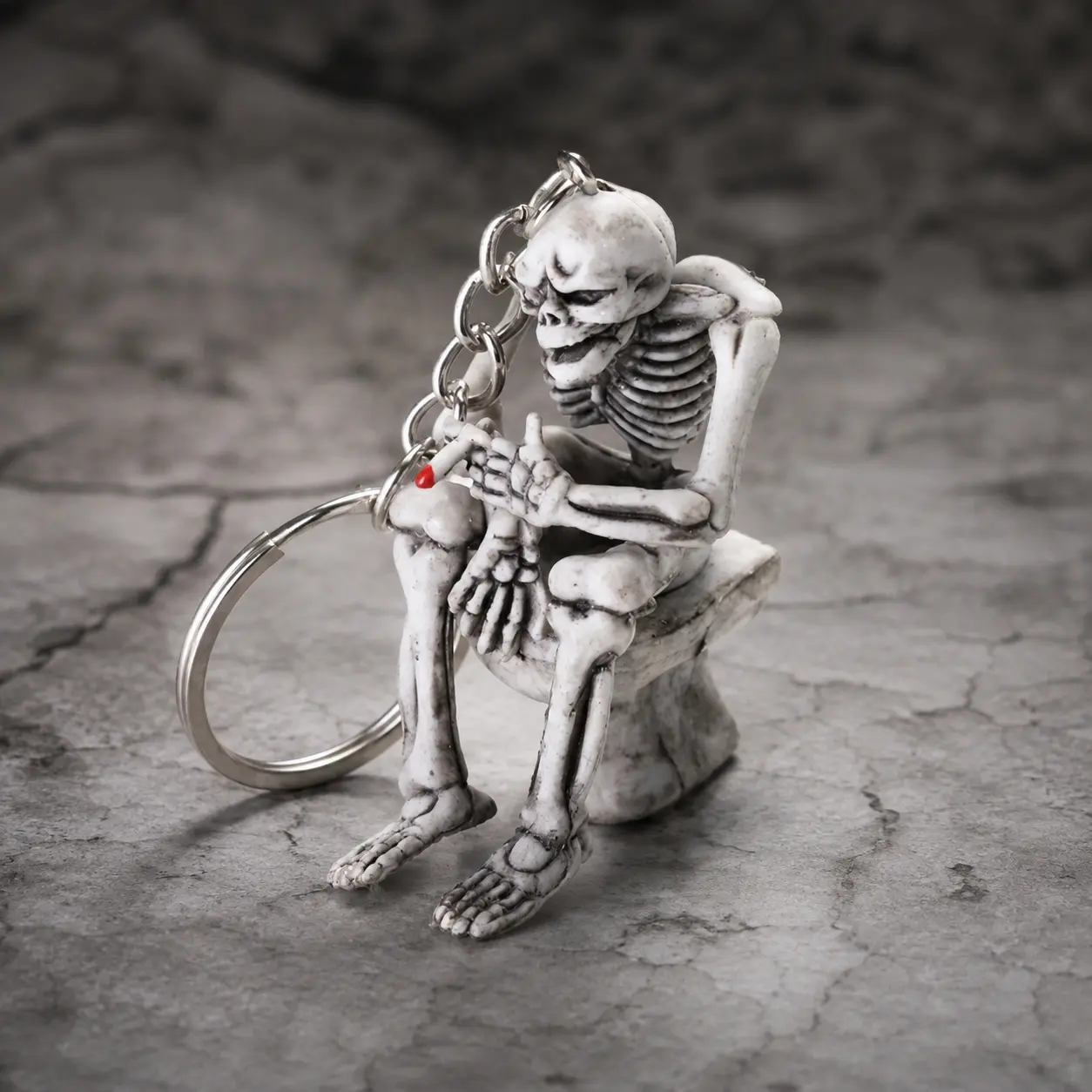 Zinc Alloy Skull Keychain, Creepy Keychain, Prank Car Accessory, Mini Funny Gift, Gothic Backpack Charm, Halloween Novelty, Durable Metal Pendant, Retro Biker Waist Ornament, Unique Social Gift, Rust-Proof Alloy Design