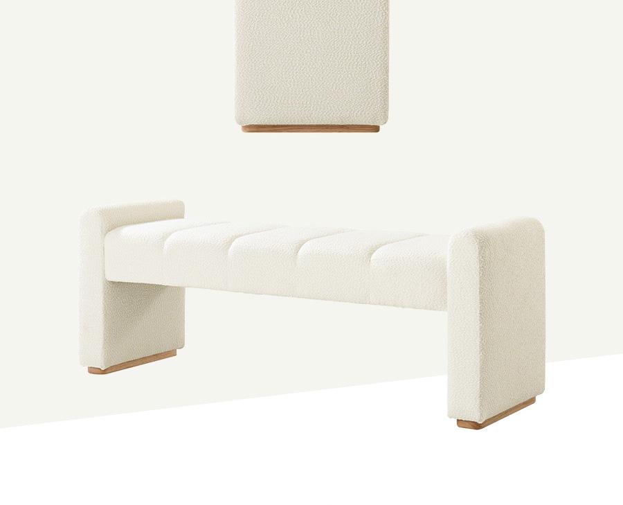 Hulala Jonas Contemporary Mudroom Bench with Unique Piano Key Accents, Sturdy Rubber Wood Legs, Thick Padded Cushion, Modern Design & Entryway Fit, Footstool