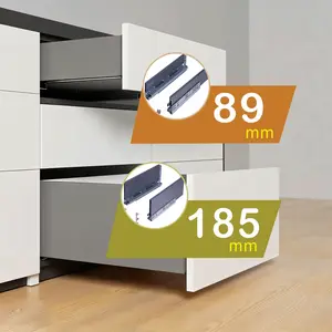 Dowell Slim Metal Drawer Kit, Soft-Close Full Extension Undermount Slides Drawer System, Dark Gray Cabinet Drawer Set for Kitchen & Bathroom