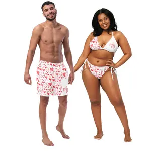 Matching Mr and Mrs Swimwear Honeymoon Couples Bathing Suits Plus Size Options Available Bikini and Mens Swim Trunks Set