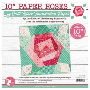 It's Sew Emma Lori Holt 10" Paper Roses Quilt Block Foundation Paper P051-ISE-7021