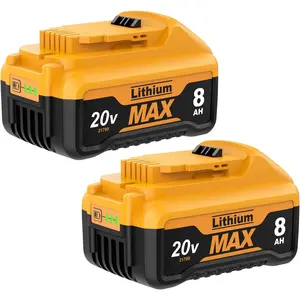 2Pack 8000mAh Lithium Battery Compatible for Dewalt 20V MAX Tools DCB200 DCB201 DCB203 DCB204 DCB205 DCB206 DCD DCF DCG Series Cordless Power Tools