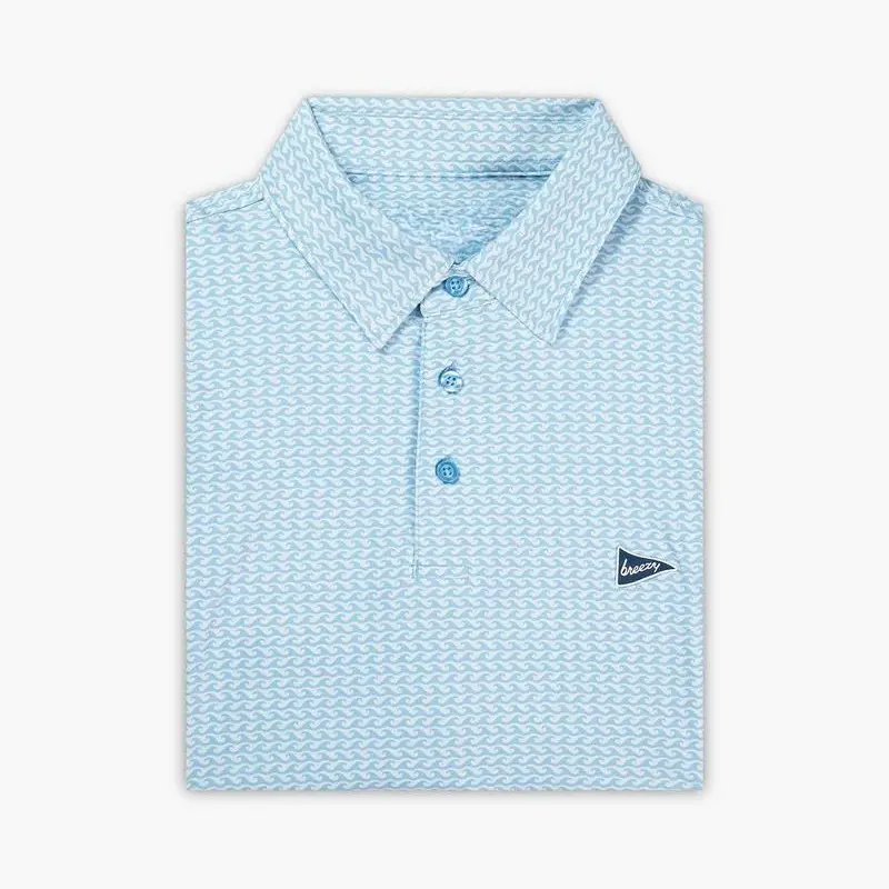 The Cresting Wave Polo Shirt - Blue, Men's Short Sleeve Performance Polo, Golf Polo Shirt, Men's Short Sleeve Polo, 3D All Over Print Shirt, Gift For Men