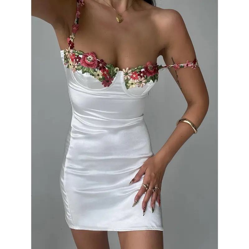 chinese dress ladies Cassandra Strapless Ruffle Bodycon Mini Dress • American Threads Boutique Rush Dresses White / L main image 1
