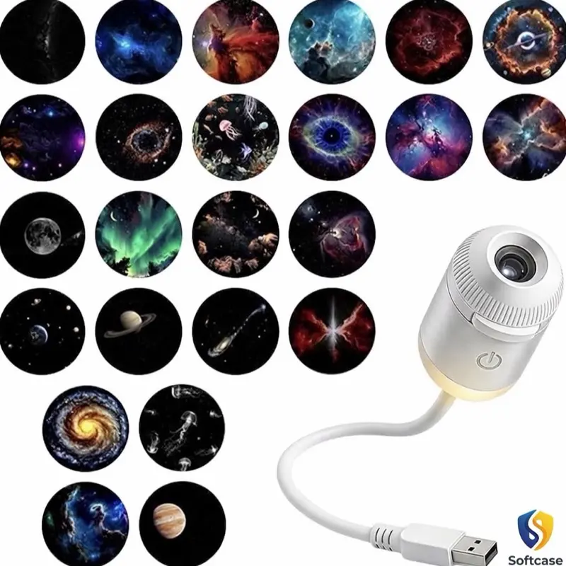 Premium 24 Sliding Projection Films Adjustable 2-in-1 USB Galaxy Lamp Sky Projector, Soft Ambient LED Night Light, Portable Easy-to-Use Mini Wall Lamp for Bedrooms, Ideal STEM Learning Toy Gift for Autistic Kids Family STEM easy portable child boy mom