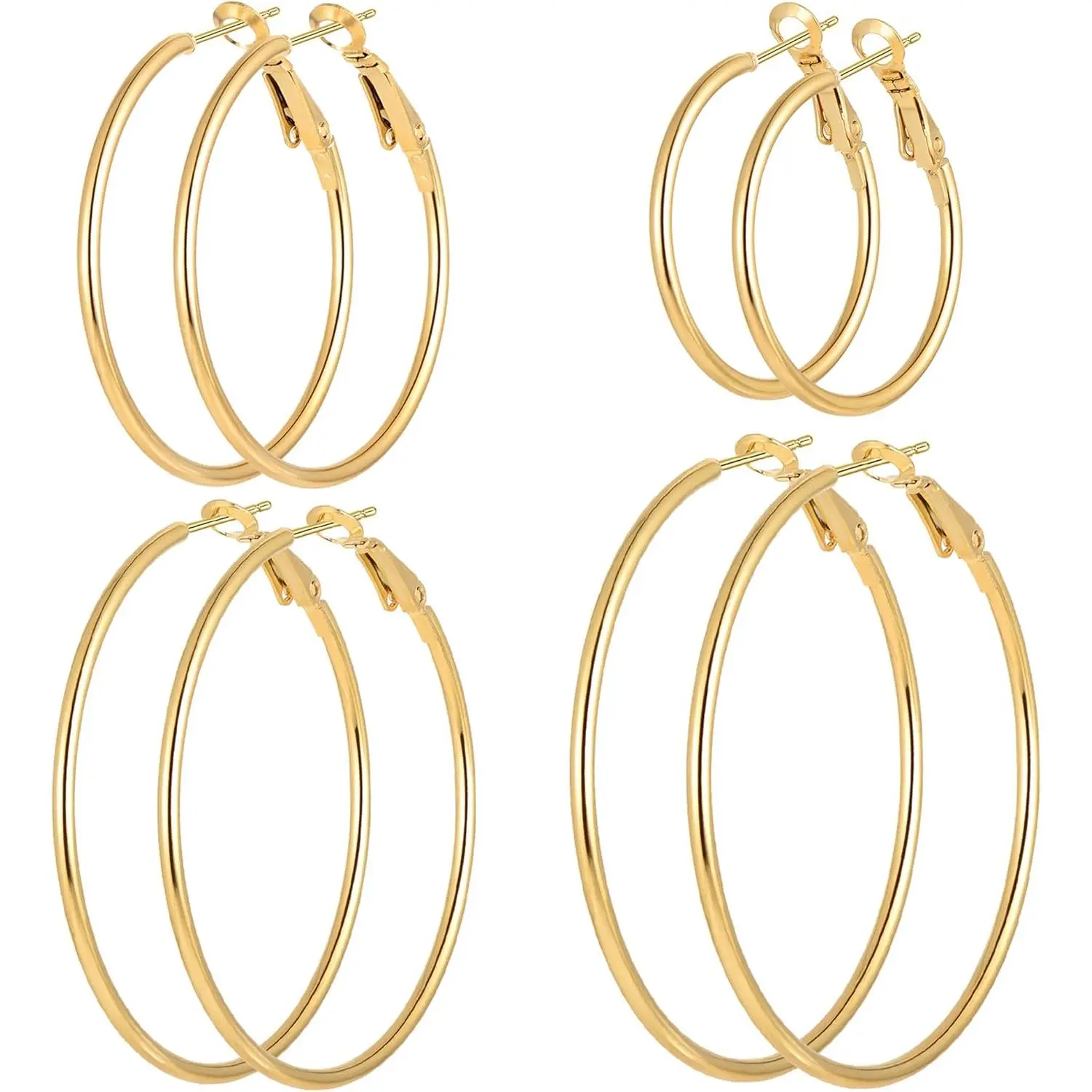 Women's Hypoallergenic Non-Tarnish Tarnish-Proof Fashion Jewelry Set - Stainless Steel Plated Hoop Earrings, Helix Piercing Pieces, Baroque Earrings, Tiny Ball Cubic Zirconia Studs, Hypoallergenic Jewelry, Non Tarnish Jewelry