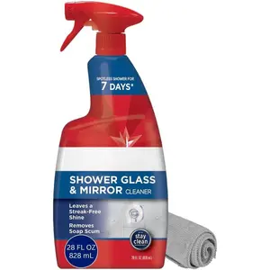 Shower Glass and Mirror Cleaner Spray Bundle, Fog & Streak Free, Removes Soap Scum, Rust Stains, Fingerprints, Dirt, and Hard Water,  for Shower Doors, Window, Glass Surfaces, 28 Fl Oz