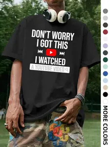 I Watched A YouTube Video" Meme Graphic T-Shirt, Tech Quotify Print Tee, Classic Crew Neck Shirt, Casual Short Sleeve Top, Trendy Internet Culture Aesthetic Cotton Tee for Streamers, Content Creators and Tech Fans