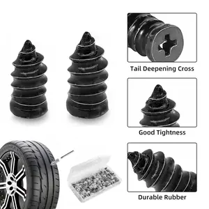 2-Size Tire Repair Rubber Nails Kit, Screw-In Tubeless Tire Plugs for Emergency Puncture Repair, Universal for Car, Motorcycle, Truck, SUV, Bicycle & ATV