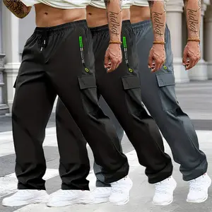 Multi-pack men’s cargo work pants, lightweight stretch waist hiking pants with multiple pockets—casual athletic work pants suitable for outdoor sports activities., Activewear, Trouser, Sportswear,summervibes