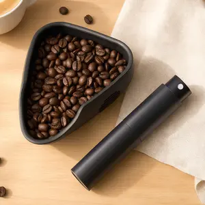 Coffee Bean Dosing Cup and Spray Bottle Kit, Silicone Single Dosing Tray, Static Reducing Spray, Coffee Station Decor, Espresso Accessories