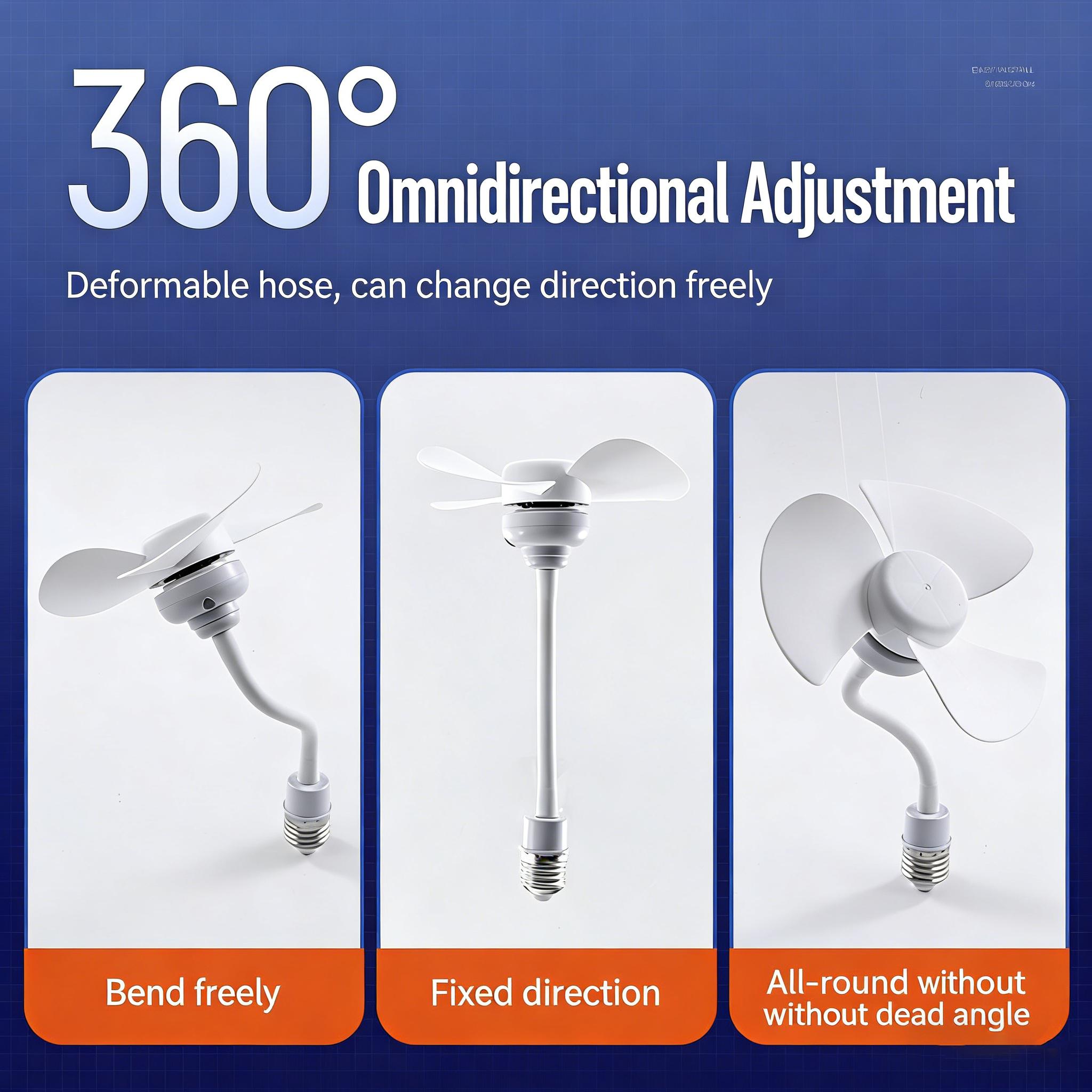 E27 Socket Fan Kit with Plug Adapter – Mini Quiet Electric Fan with Flexible Gooseneck Plug and Light Bulb Base, Energy-Saving Desk Fan for Kitchen, Bathroom, Dormitory, Office minidesk sleep system modern work 360 ice rhinestone multifunctional personal