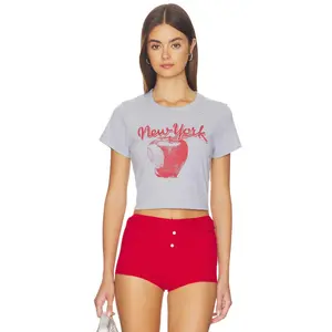 Junk Food New York Big Apple The Baby Tee in Heather Grey