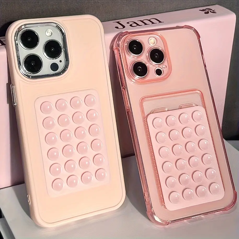 4 Piece Set Card Holder Transparent + Self-Adhesive Suction Cup Simple Design Tpu Durable Protective Smartphone Case Accessories Anti-Drop Shockproof Protector for iPhone 11/12/13/14 Pro Max Cover Casing Mobile Phone Accessory