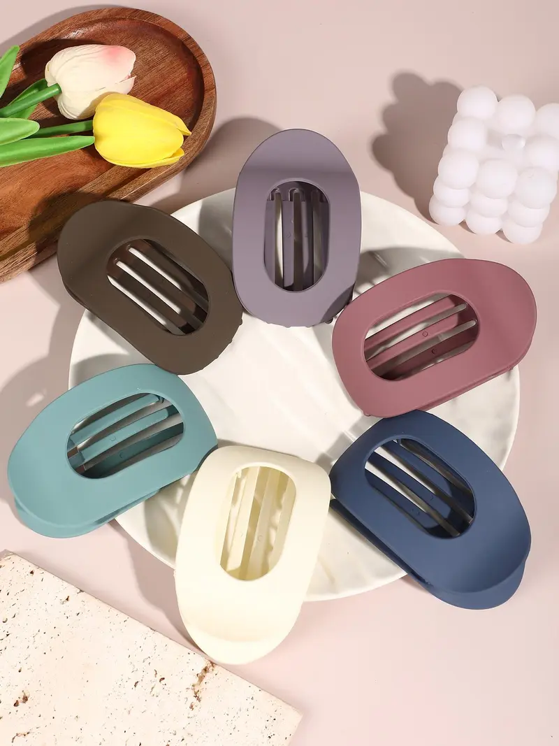 Solid Color Hair Claw, Flat Claw Clips, Casual Versatile Hair Accessories for Women, Minimalist Headwear Suitable for Thick Hair, Fashion Hair Accessories for Party, Daily Clothing Decor