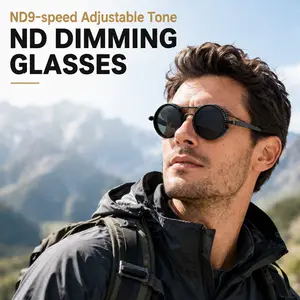 Polarized Round Sunglasses ND9 Adjustable Dimming Sun Glasses Men Women Retro Punk Fishing Eyeglasses Outdoor Shades UV400 Protection