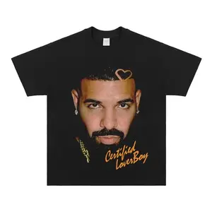 2025 novedad de verano Drake Vintage Tee Drake Vintage escote Rap americano hombres mujeres moda pantalón corto Casual manga ropa de calle camisetas