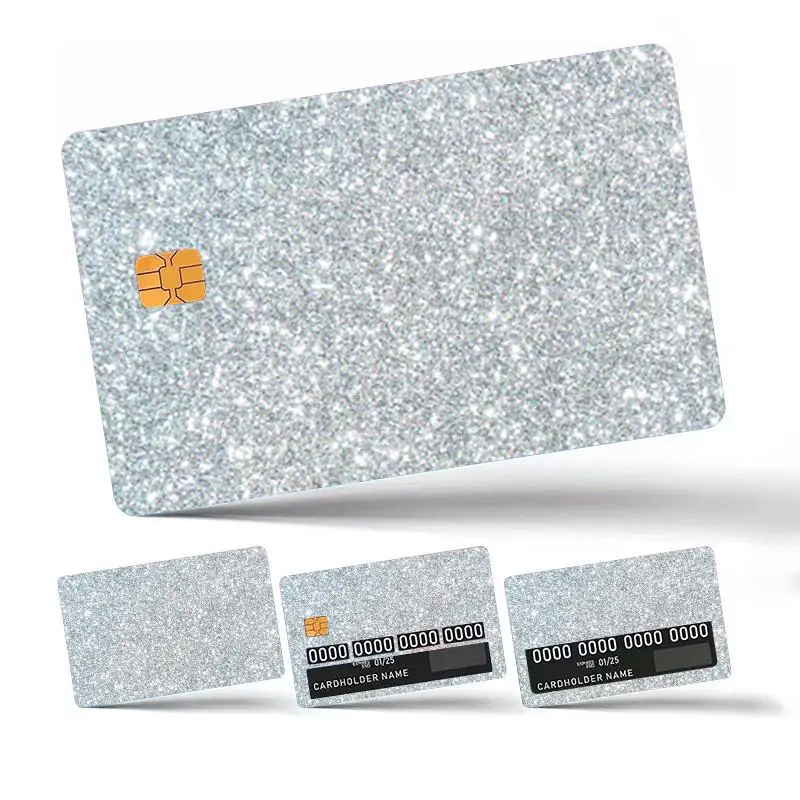 Glitter Credit Card Skin Sticker, 4 Counts/set Ultra-thin Waterproof & Scratch Resistant Card Sticker, Personalized Bank Card Decorative Sticker