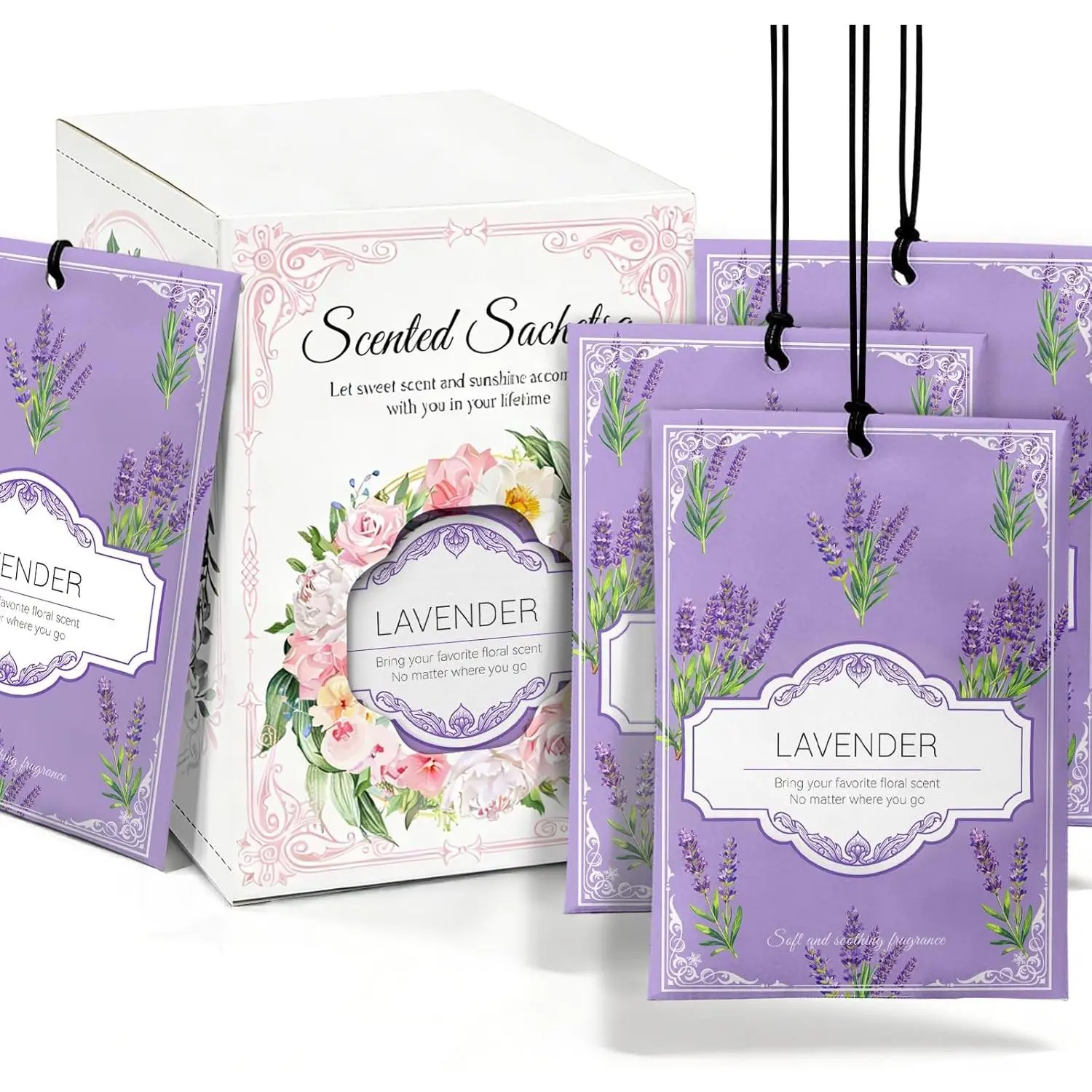 Lavender Sachets for Drawers and Closets - 12 Pack Long Lasting Odor Eliminator Bags, Natural Fresh Scent for Wardrobe, Storage, Car & Home, Air Freshener Sachets