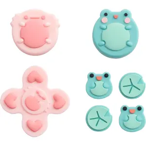 P-KBB03     Silicone Cross D-Pad Button Caps Set Joystick Cover - ABXY Key Buttons Sticker Compatible with Switch/OLED Joy Con - Frog & Axolotl