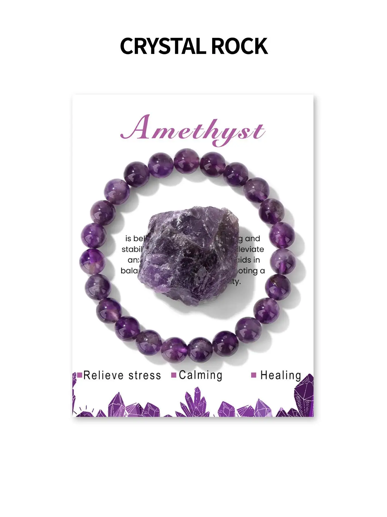 Natural Amethyst Stone Beaded Bracelet, Stretch Bracelet for Women & Girls, Fashion Jewelry for Party, Daily Decor, Trendy All-match & Exquisite Jewel