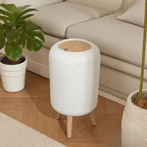 This Trash Can Has A High Value, and The White Barrel Is Equipped with Imitation Wooden Legs, Which Is Simple and Textured. Open Cover Design, Deodorization, Convenient Garbage Disposal, Enough Capacity, Practical and Beautiful, Trash Storage Can