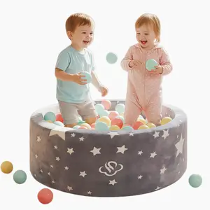 90cm / 35.5" inch Large Ball Pit with 100pcs Balls Set for Girls Boys, Removable & Washable Soft Memory Foam Ball Pit Round Indoor Outdoor Baby Safe Activity Game Play Ball Pool, Ideal Christmas Birthday Gift for 0-6 Years Old Child Kids Toddlers