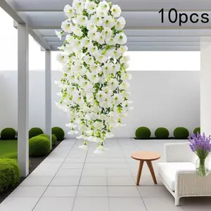 10 sets of realistic white artificial flower bouquets - UV-resistant for outdoor/indoor weddings, parties, home decoration - No maintenance, no electricity required - Elegant for hanging on doors, fences, garden decorations - Durable plastic flowers suita