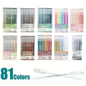 81 Colors Gel Pens Set, Smooth Writing, Ideal for Diaries, Paints, Cards, Office Supplies, DIY Arts, Perfect for Creative Projects, Colored Pens Set, Aesthetic Pens