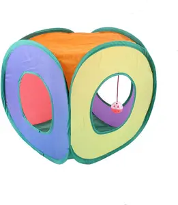 Foldable Cat Tunnel with Cube Design, Indoor Play Toy for Kittens, Puppies, Rabbits, and Small Pets