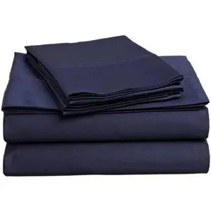 212 MAIN Queen-Olympic Queen Size Sheet Set, 400 Thread Count Egyptian Cotton, Cozy, Soft Fabric, Solid Navy Blue