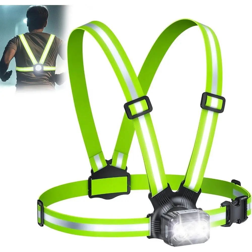 LED Light Vest with 360 Degree Illumination, High-Visibility Safety Gear with a Long Lasting Battery for Outdoor Activities, Led Lights, Nylon, Color Changing, Unisex, 360° Lights