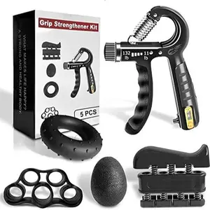 Grip Strength Trainer Kit (5 Pack) Adjustable Resistance Hand Gripper,Finger Exerciser,Hand Extension Exerciser,Stress Relief Ball and Forearm Workout Ring for Muscle Building Injury Recover grip trainer