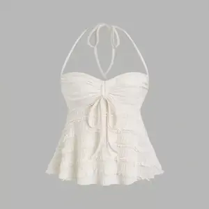 Liliana Top - White Sleeveless Blouse with Bow Detail, Comfortable Design for Women - Minimalist, Shirts, Womenswear, Basic