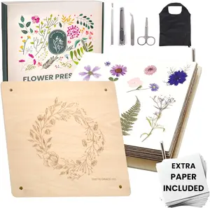 Extra Large Flower Press Kit 11x11 Inch – 10 Layer Wooden Flower Press with Tools & Storage Bag, 30 Blotting Papers for Pressed Flower Art & Craft Projects
