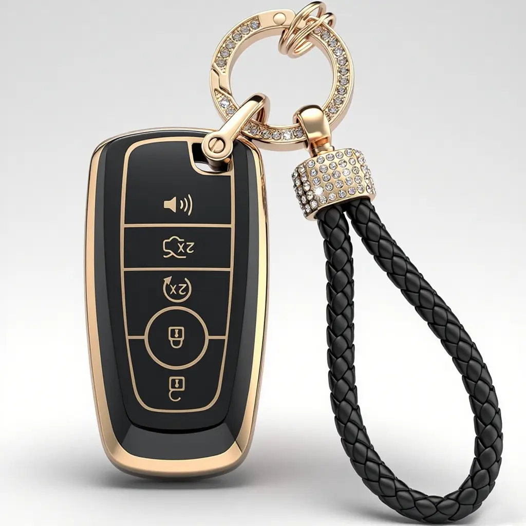 for Ford Key Fob Cover with Keychain,Key Fob Cover Case Shell for Ford Explorer Fusion Escape Edge Expedition F150 F250 F350 F450 F550 Maverick Mustang 3/4/5 Buttons Smart Key