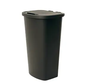Black Plastic 11 Gallon Trash Can with Lift Top, Ideal for Kitchen Use