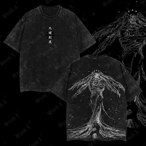 Weeb X Limited Edition Demon Shinigami Mahoraga - Jujutsu Kaisen Anime Double Printed Oversize Lightweight Acid Washed Tee, Gift For anime lover graphic  tees