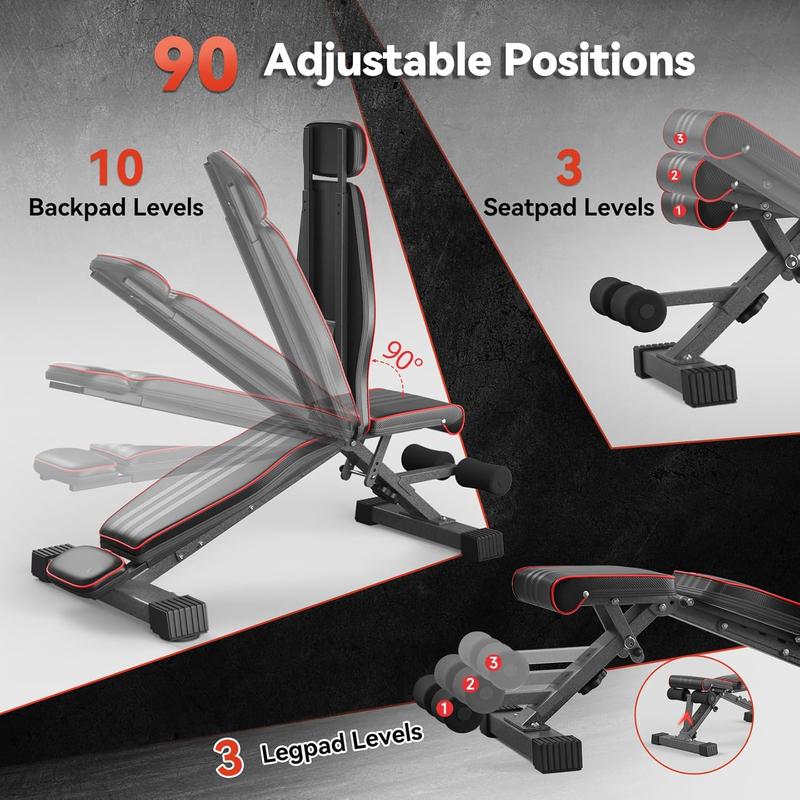 Multi-Function 6 in 1 Weight Bench Set - Leg Press, Preacher Curl Rack, Adjustable Workout Bench & Squat Rack for Full Body Exercise, Fitness Strength Training for Home Gym