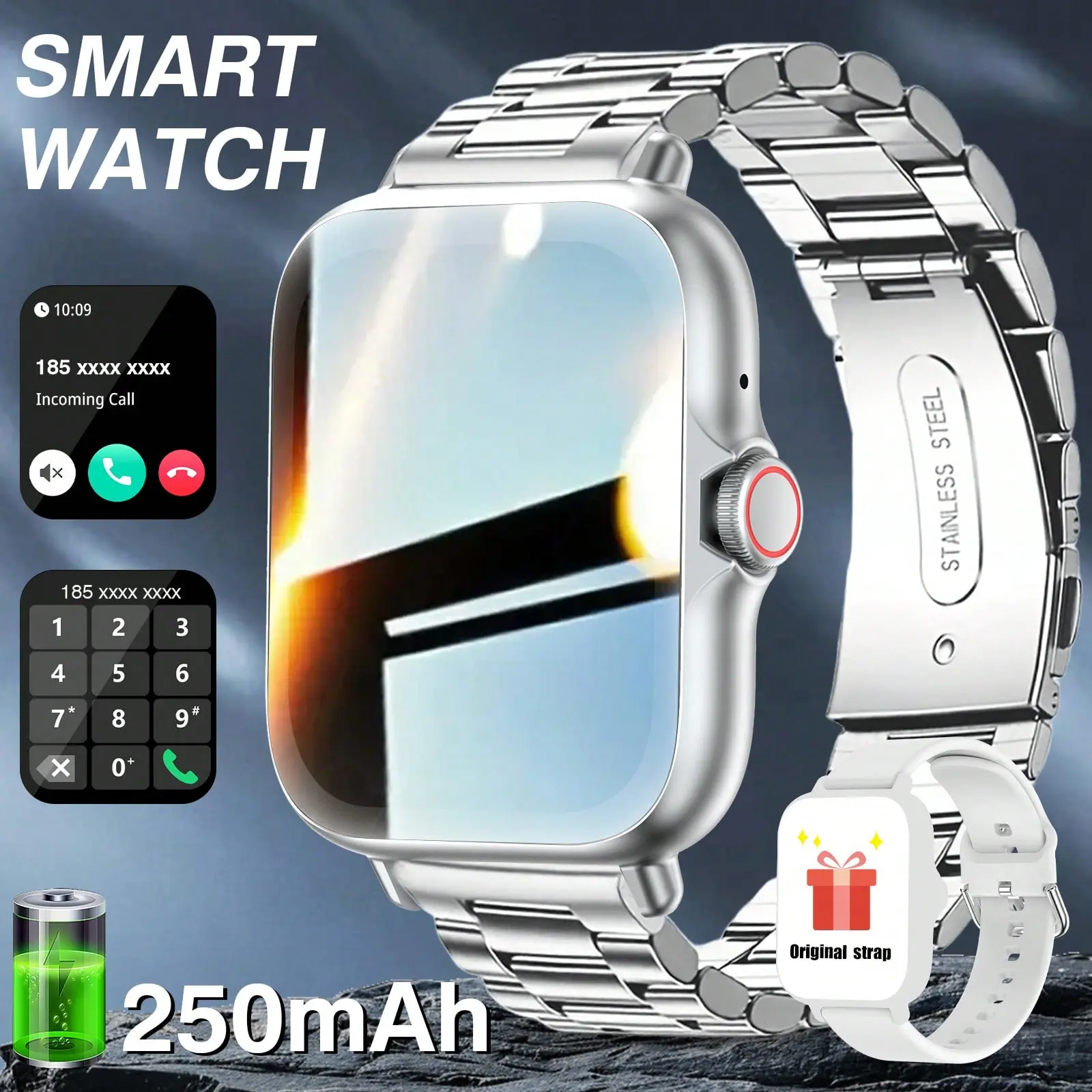 Smart Watch,Multi-function Sports Smart Watch With Call and Message Notifications, Customizable Watch Faces, Alarms, Weather Forecast, Multiple Sports Modes, Compatible With Android and IOS, Unisex