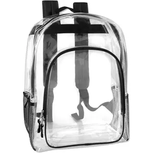 Heavy Duty Clear See Through Backpack | Transparent Clear Backpack Bags Stadium Approved for Women, Men, School, Travel