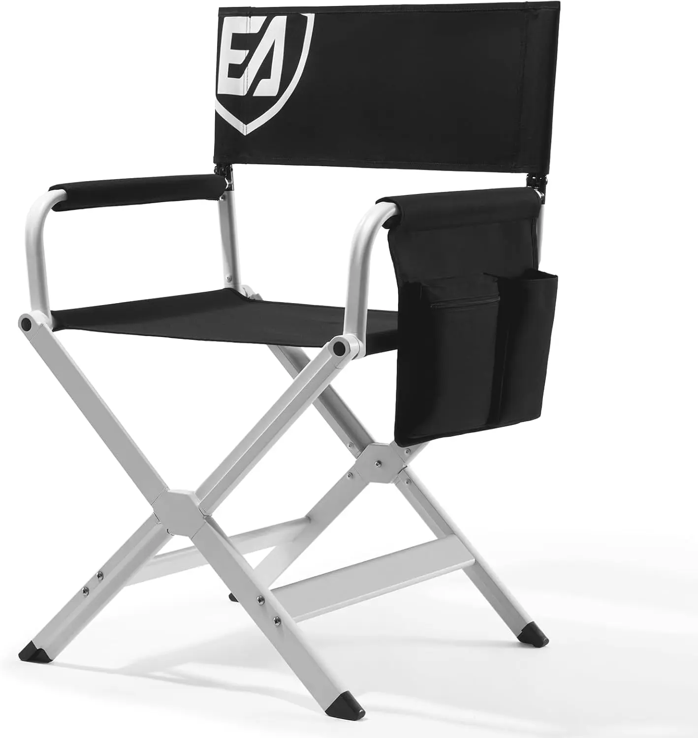 [Summervibes] Aluminum Directors Chair, Folding Studio Movie Chairs Camping Event Vendor Chair, 19" Seat Height Black Fabric/White Frame, Support 350lbs