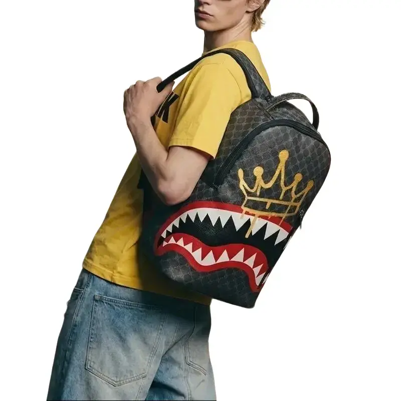 New backpack for leisure, shark business, large capacity men's backpack, campus high-value backpack, outdoor travel bag