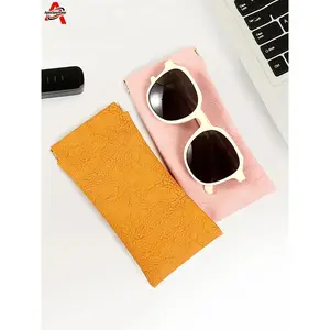 Solid Color Soft PU Sunglasses Case Portable PU Leather Glasses Case Anti-scratch Storage Bag for Women & Men Round Lens Protector Glasslenses