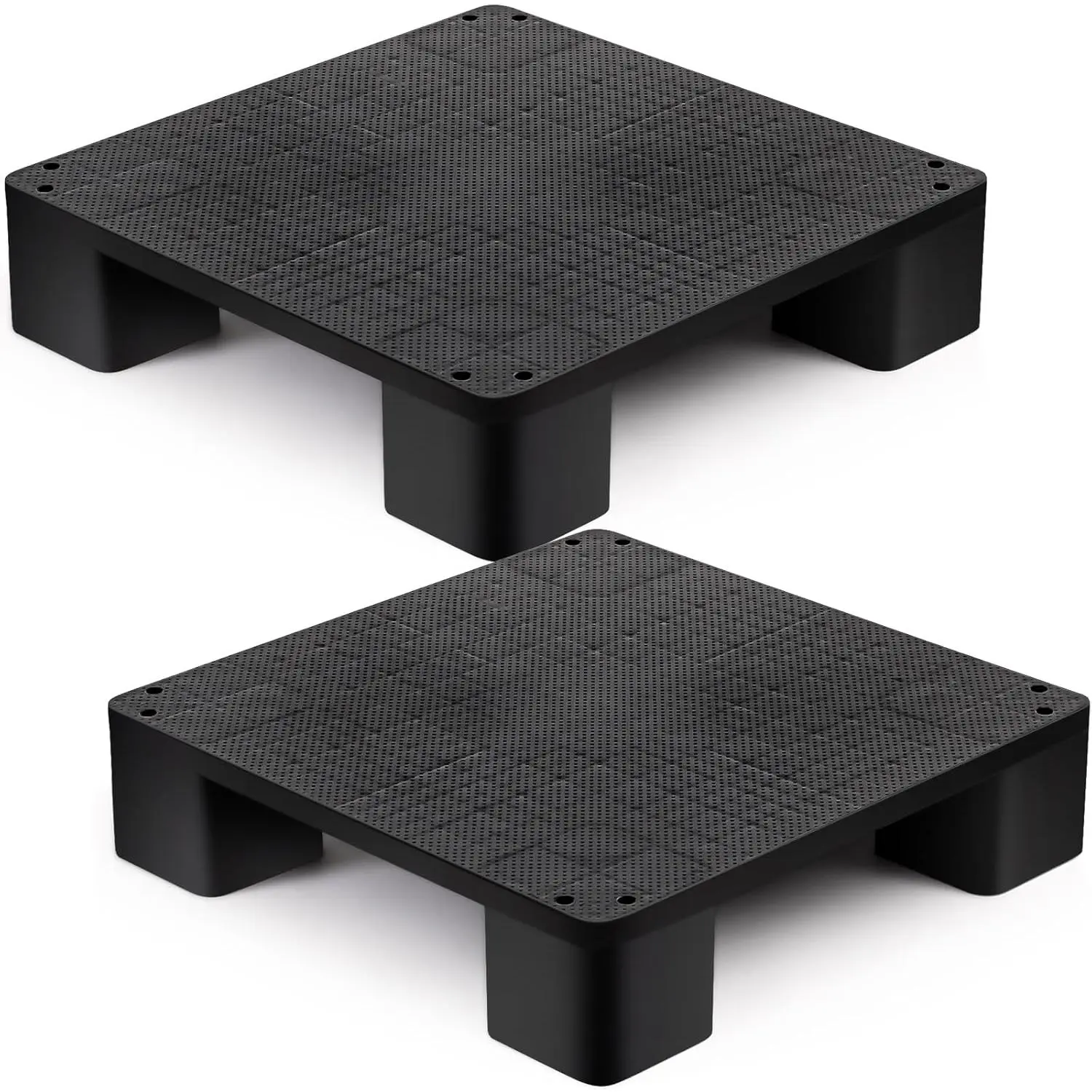 2 count Plastic Pallet for Basement Storage Easy Stack Lightweight Floor Pallet Display Flooring Room Supermarket Warehouse Christmas, Support up to 2000 Lbs (20'' L X 20'' W X 4.7'' H,Black)