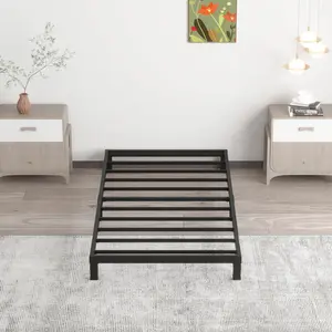 EMODA 7 Inch Twin XL Bed Frames No Box Spring Needed, Heavy Duty XL Twin Metal Platform Bed Frame, Noise Free, Easy Assembly, Black
