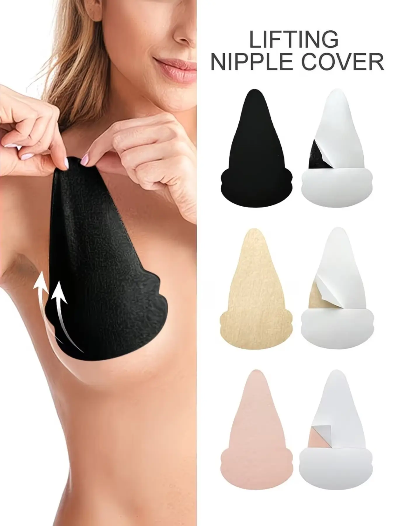 30 Pcs Disposable Self-Adhesive No Bra Pad, Teardrop Shape, Invisible Anti-Sagging Nipple Covers With Lift, adhesive bra accessories, for Bras, Underwear, All Seasons, Womenswear, Nippies Lifting Nipple Covers