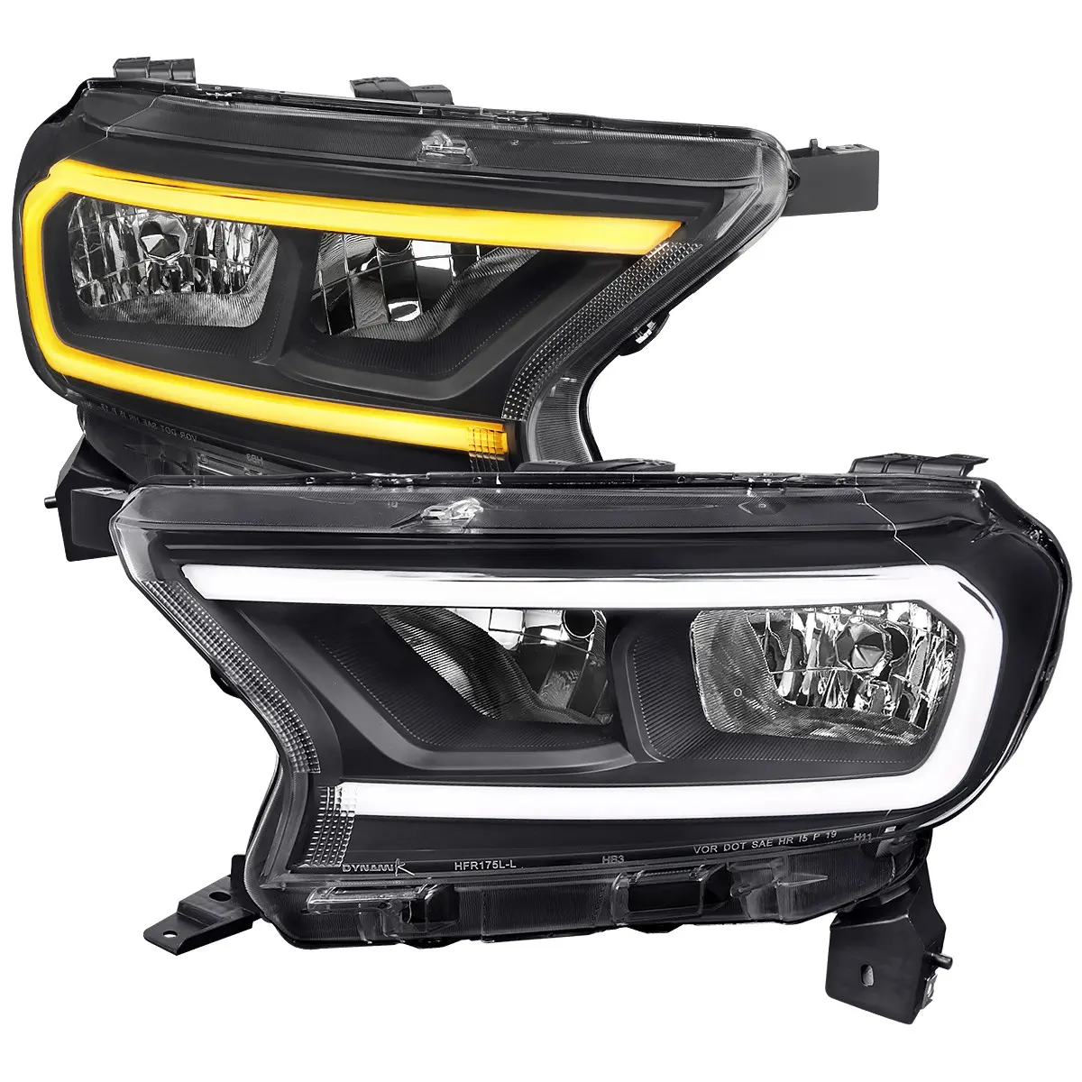 2019-2023 Ranger XL XLT Factory Style Replacement Headlights with LED Bar Turn Signal (Matte Black Housing/Clear Lens), Led Headlamp, Led Front Lights