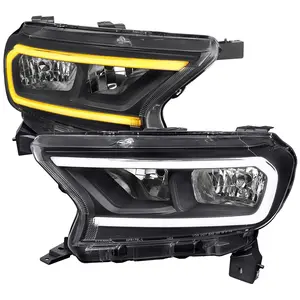 2019-2023 Ranger XL XLT Factory Style Replacement Headlights with LED Bar Turn Signal (Matte Black Housing/Clear Lens)