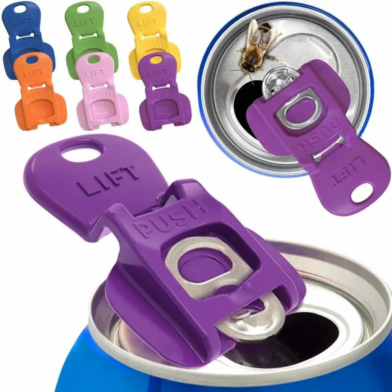 14-Pack Ergonomic Automatic Plastic Beverage Can Opener & Drink Protector Set - Durable Complete Cover Shields Soda/Beer from Bugs & Dust for Camping, Backyard Barbecues, Kitchen Utensils & Gadgets